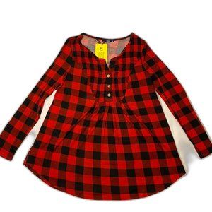 Simier Fairy Plaid Long Sleeve Blouse Red Women Size Medium
